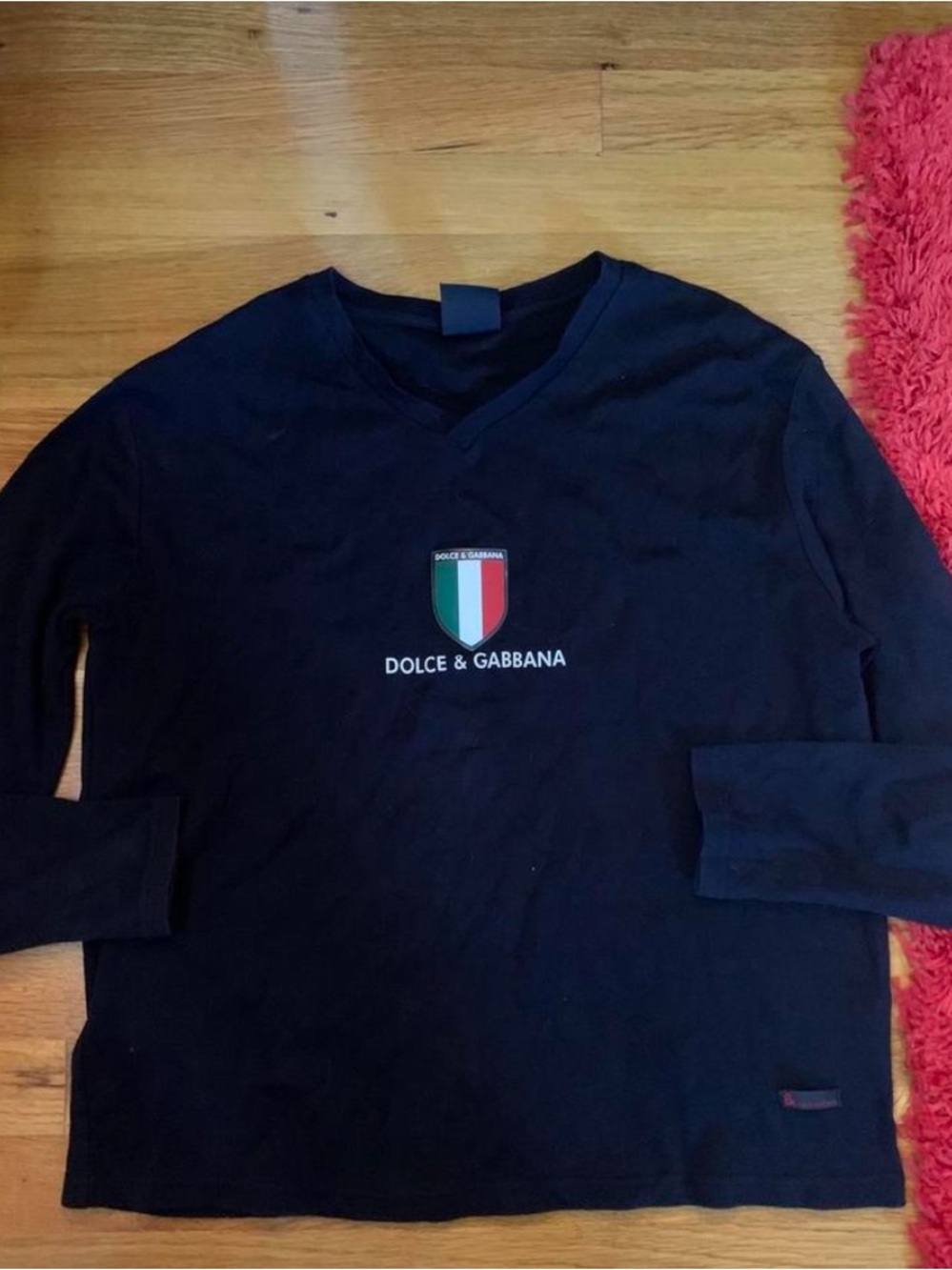 Dolce & Gabbana Black Long-Sleeve Top with Italian Shield